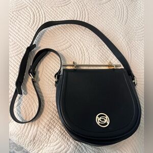 Bebe Lily Faux Leather Saddle Bag Black
